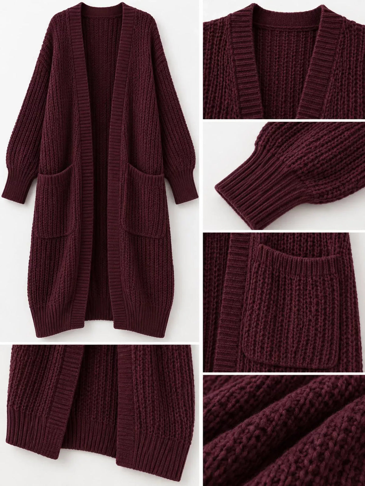 Oversized Openwork Longline Cardigan with Pockets — photo 11