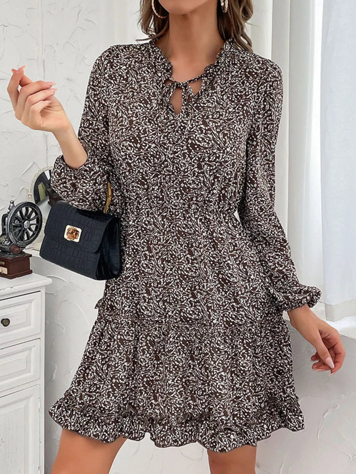 Dahlia Ruffle Hem Tie Neck Mini Dress — product view 1