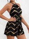 Women's tied chevron one-piece romper