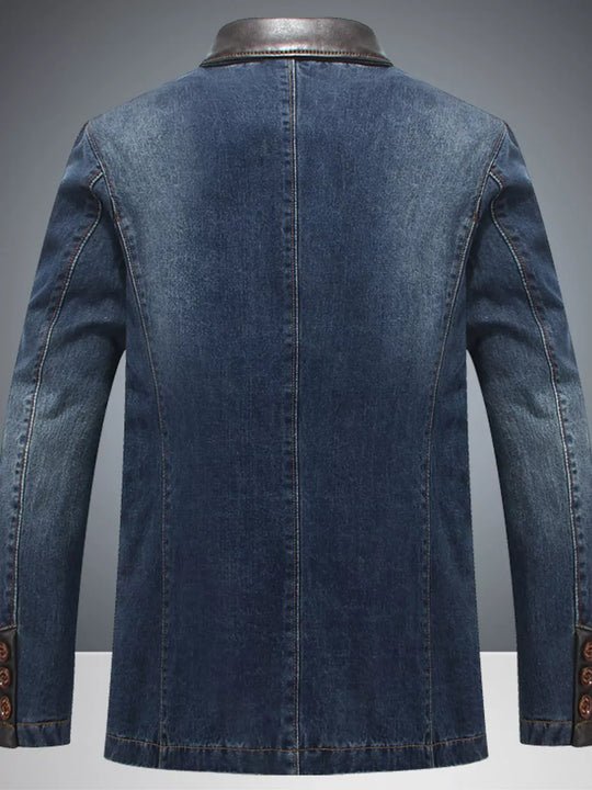 Another view: Men’s Cotton Denim Lapel Blazer