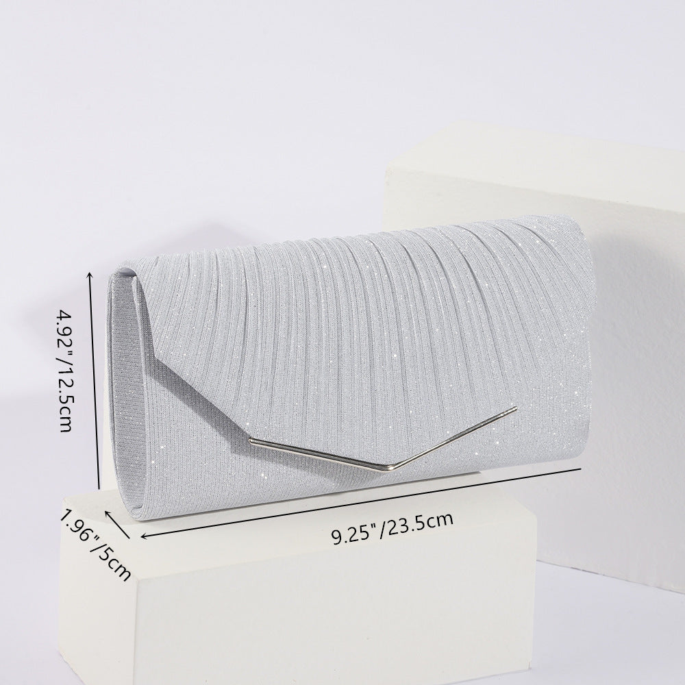 Vintage Evening Clutch Bag - Pleated Pillow Handbag for Women - Party Wedding Banquet Purse