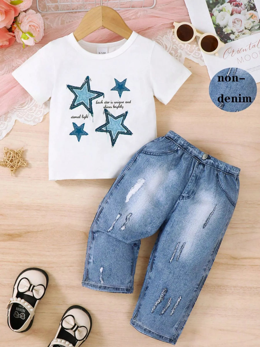 Baby & Toddler Star Tee & Pants Set – White