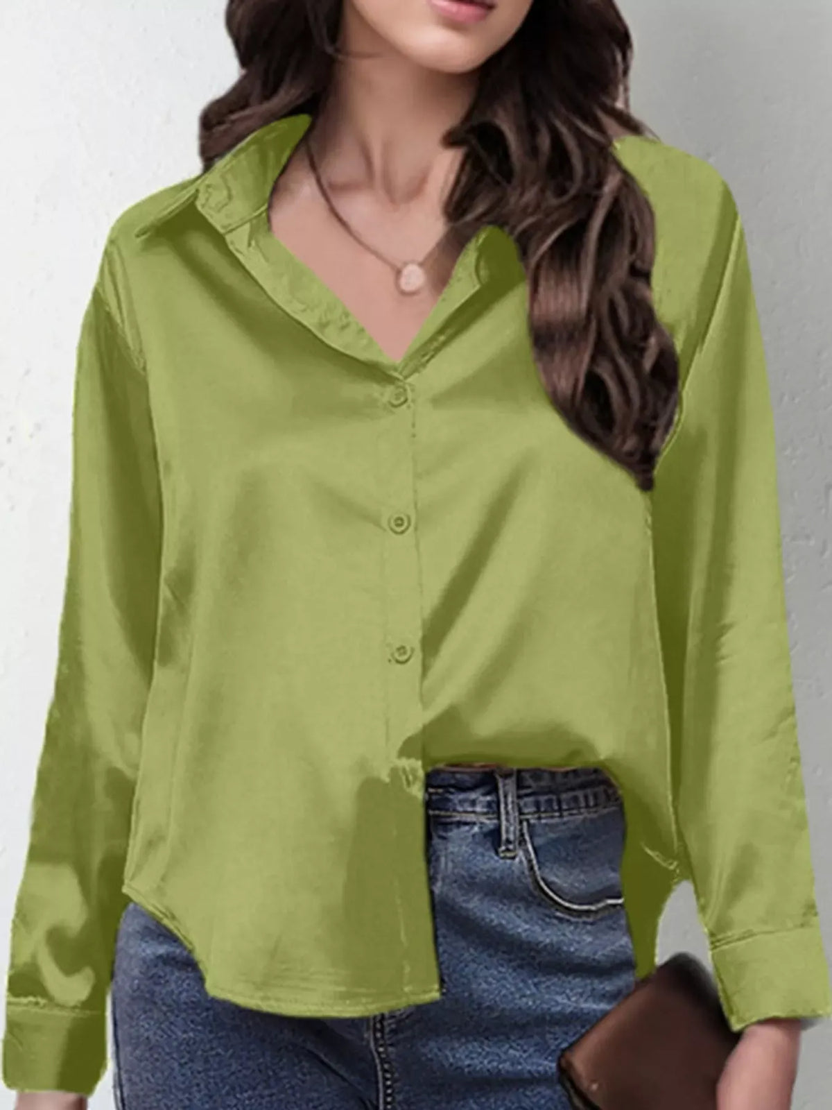 Women's Satin High-Low Button-Down Shirt — photo 64