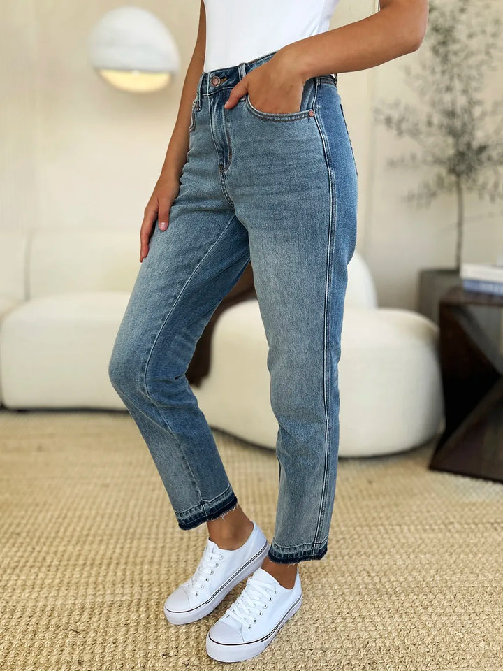 Judy Blue Harper Mid-Rise Rigid Magic Release Hem Jeans — product view 1