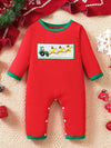 Meadow Days Christmas Theme Embroidered Snap-Leg One-Piece — product view 1