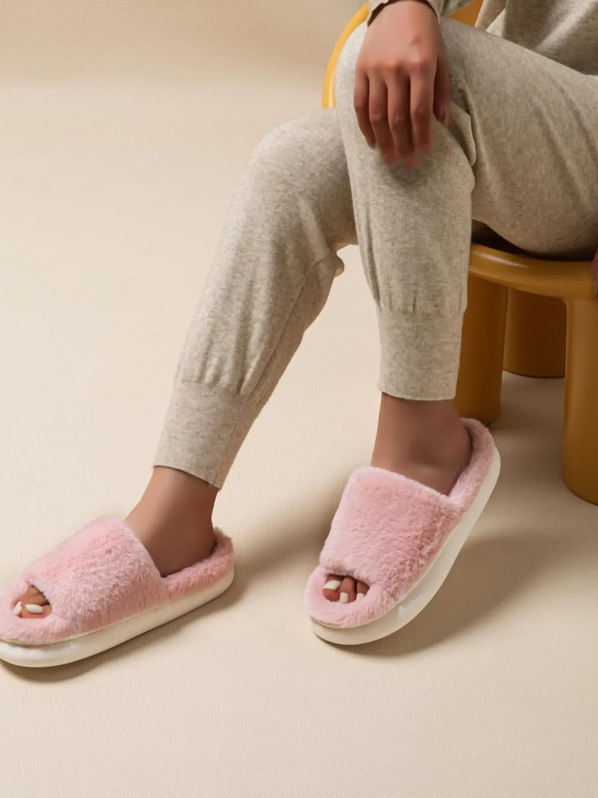 Fluffy Open-Toe Comfort Slippers — photo 4
