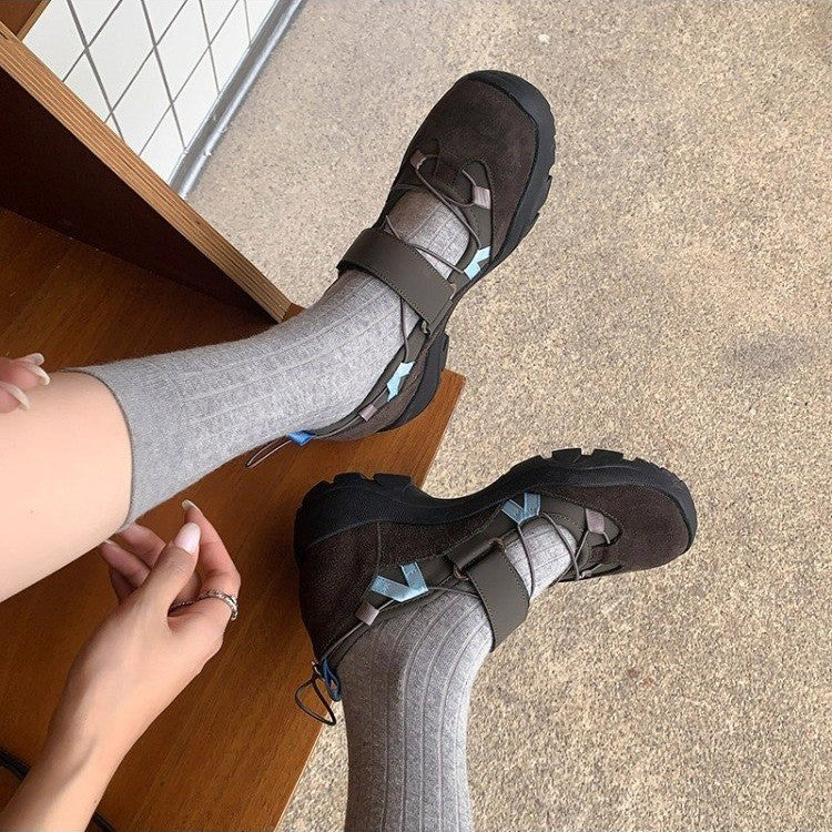 Women's Retro Chunky Platform Velcro Sneakers | Breathable Mesh | Height Lift