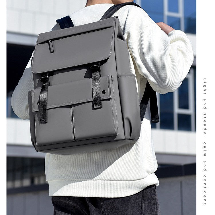 Men's Waterproof Nylon Backpack - Large Capacity Travel Backpack with Curved Shoulder Straps