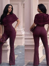 Women's ruched hooded flare-leg jumpsuit
