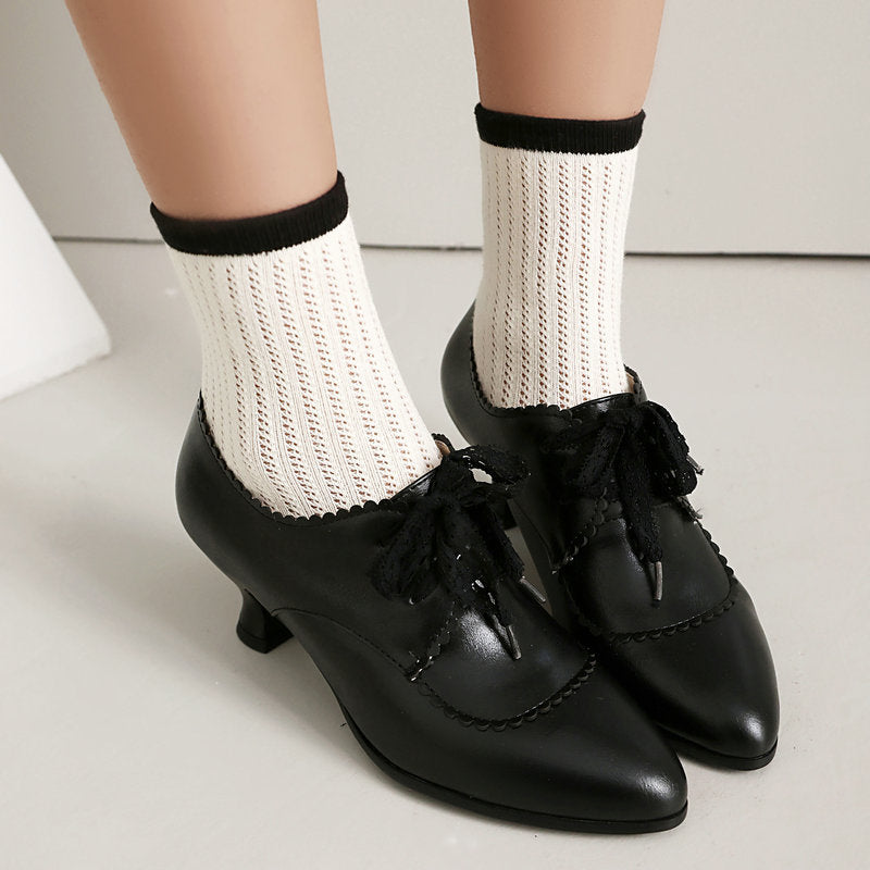 Women's Pointed-Toe Chunky Heel Dress Shoes - Waterproof Platform Pumps