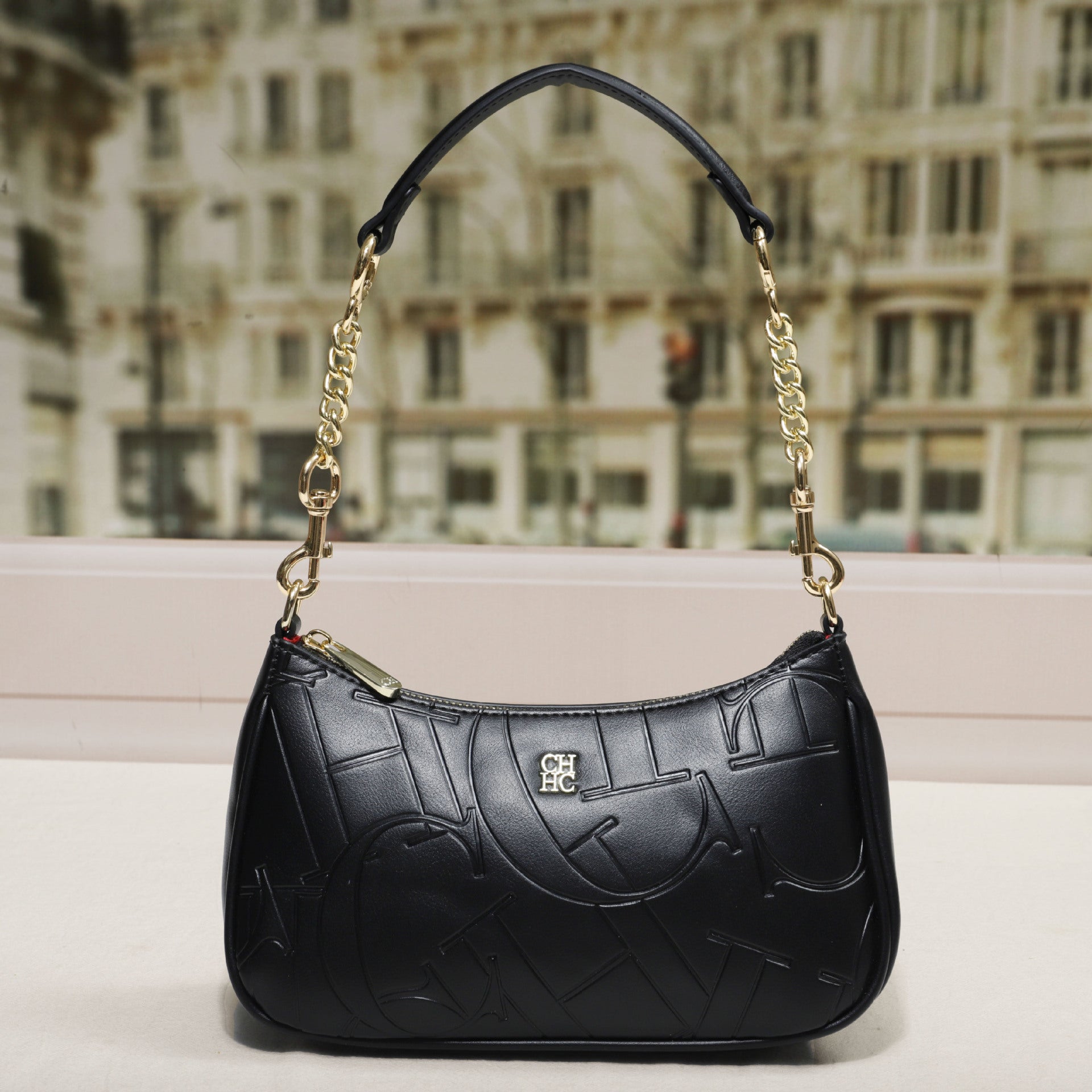 Embossed Letter Crossbody Bag - Women's PU Leather Shoulder Bag with Adjustable Strap