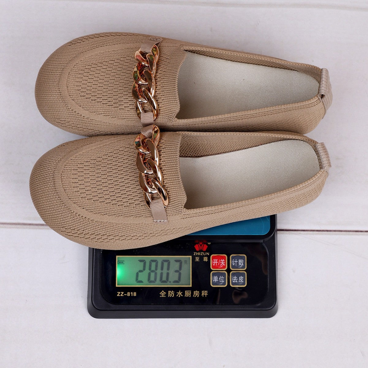 Women's Breathable Metal Chain Loafers - Soft Sole Slip-On Flats