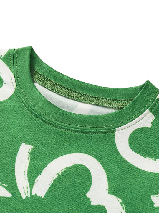 Another view: Lucky Clover T-Shirt & Shorts Set — Dark Green