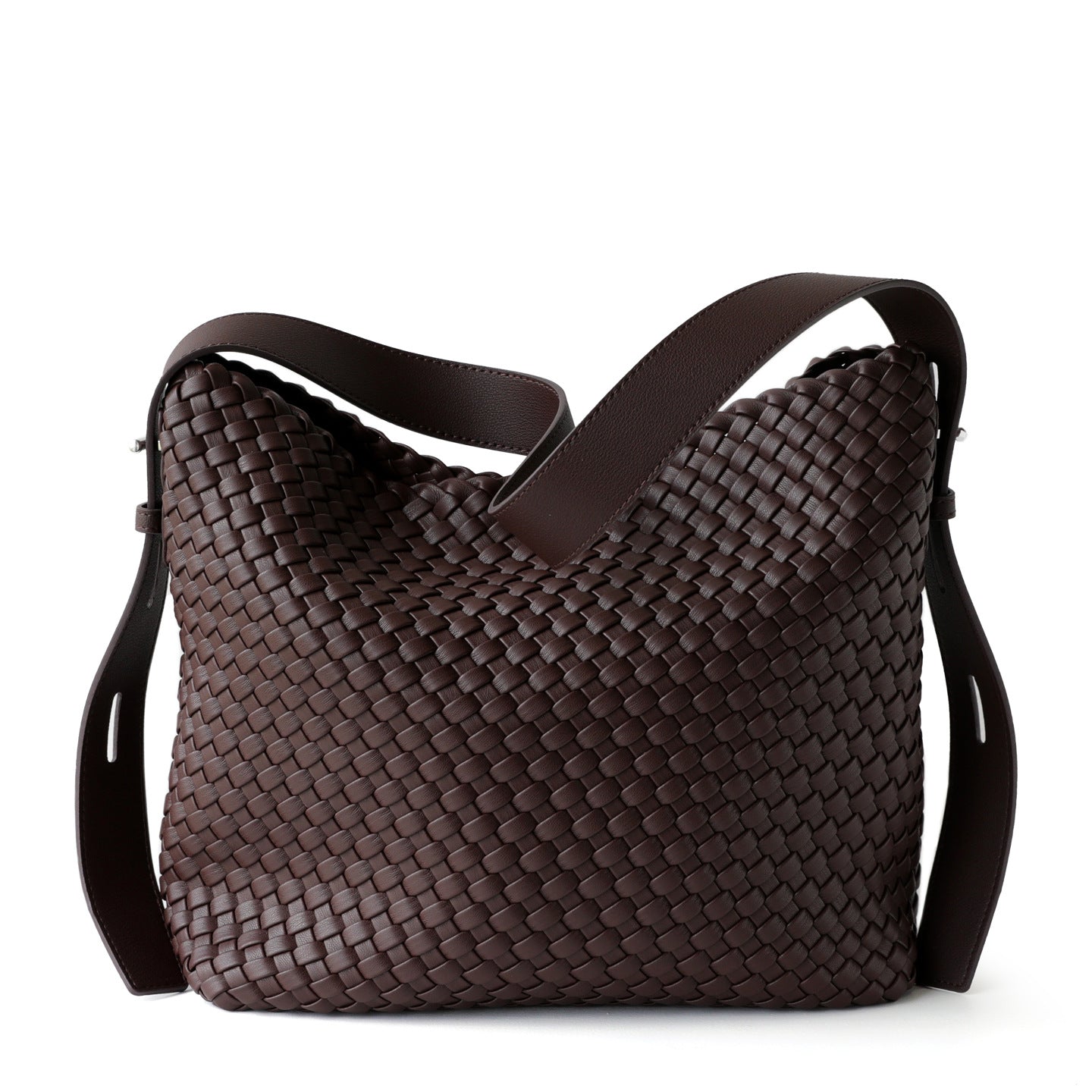 Large-Capacity Woven Bucket Shoulder Bag – Retro Commuter Underarm Bag
