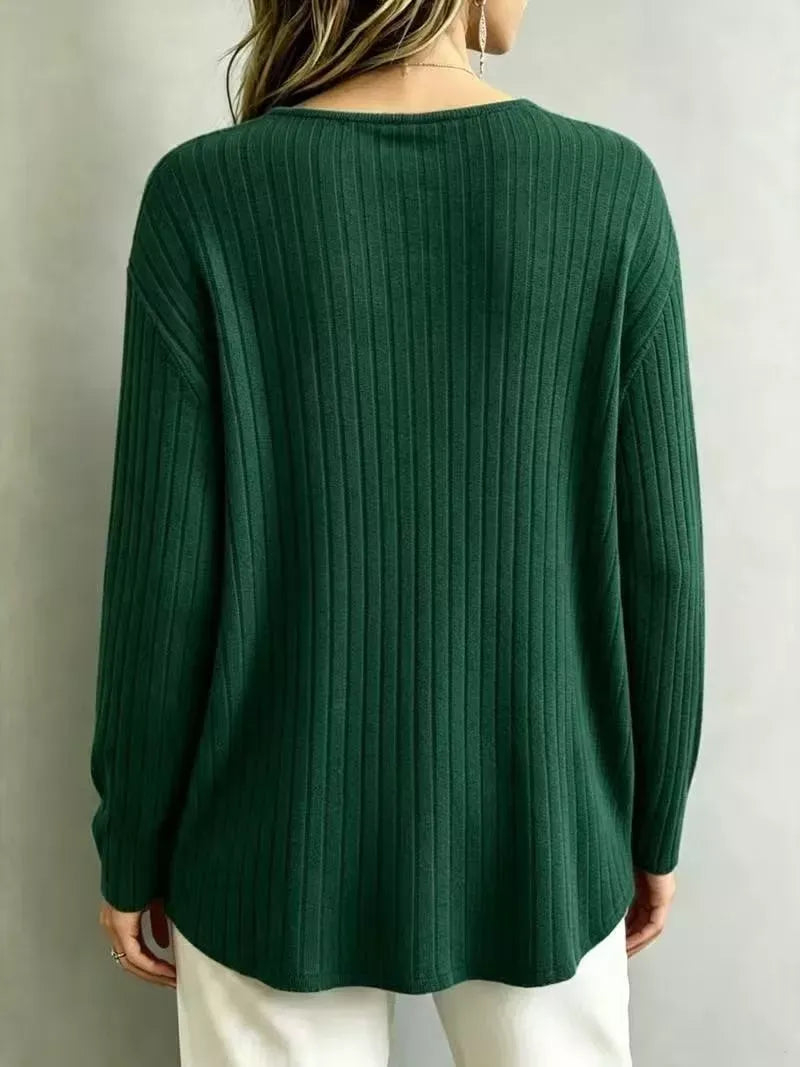 Women's Ribbed V-Neck Long-Sleeve Top — photo 10