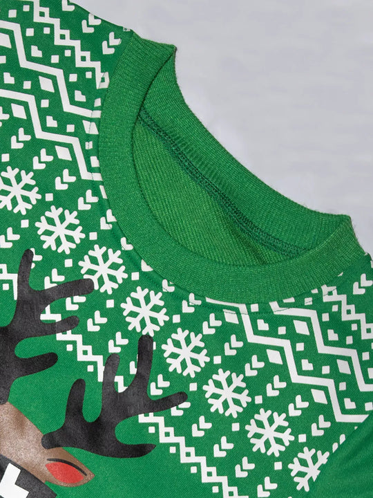 Another view: Kids’ Reindeer Graphic Sweatshirt — Green