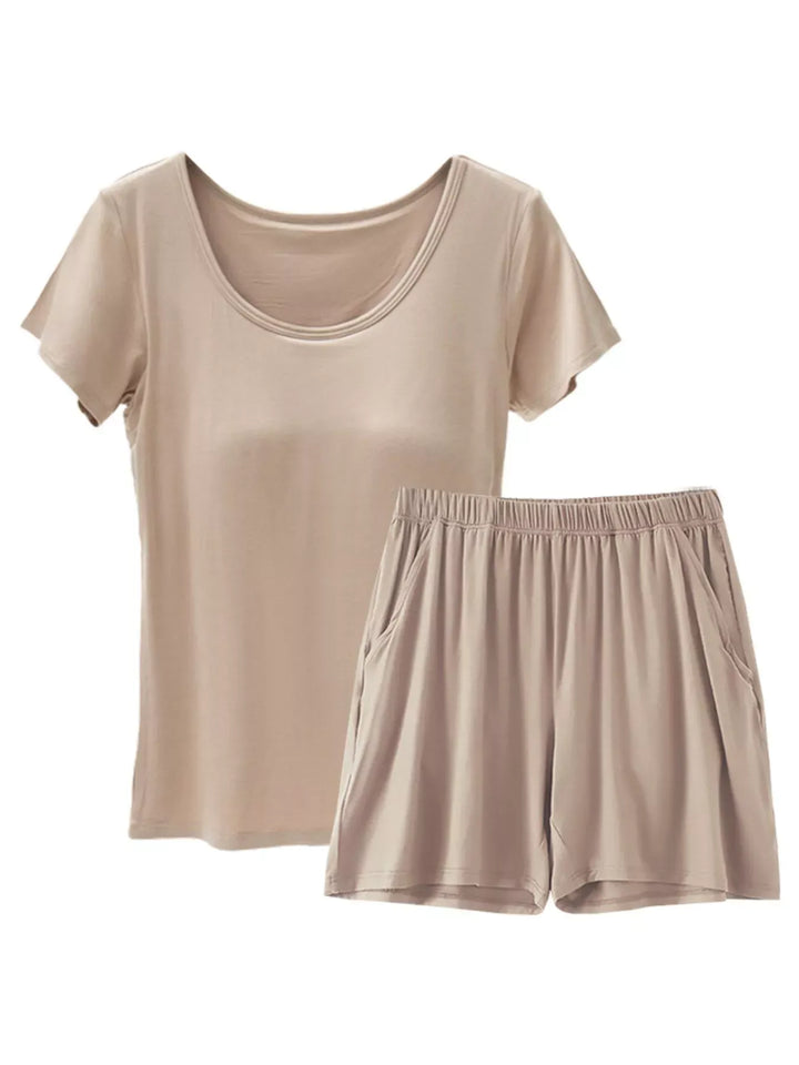Plus Size Padded Modal Short-Sleeve T-Shirt and Shorts Set