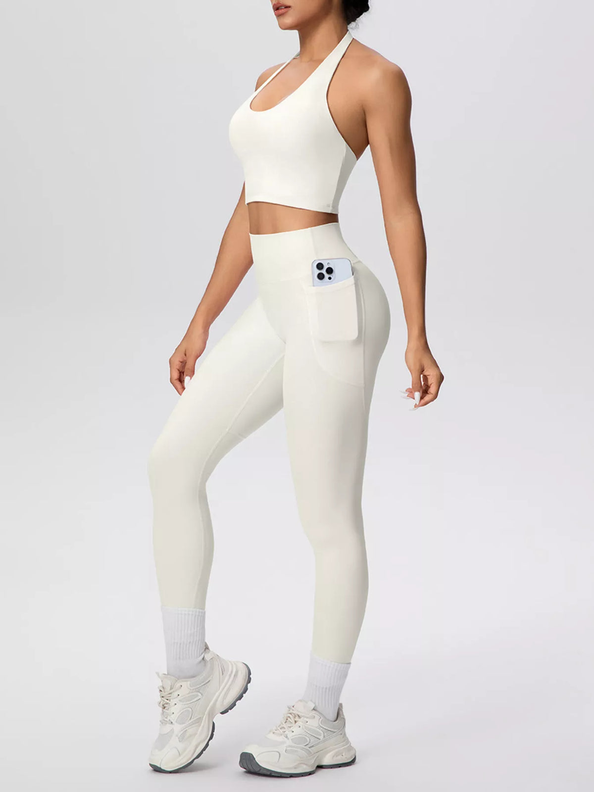 Halter Crop Top & High-Waisted Leggings Set