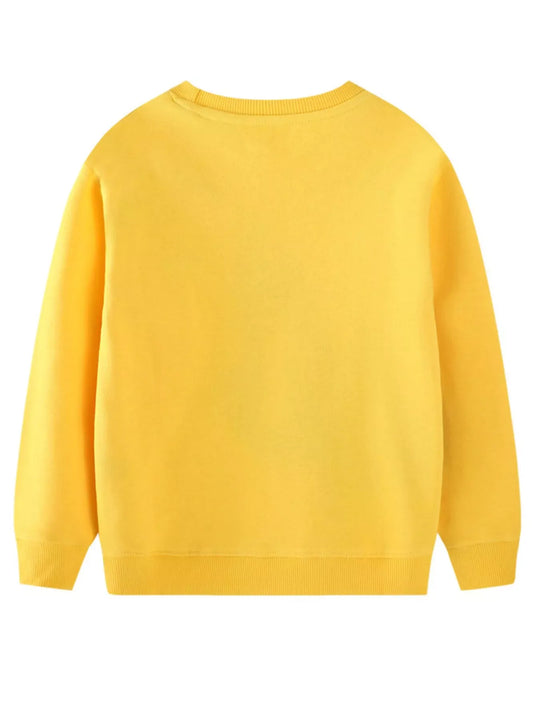 Another view: Embroidered Excavator Sweatshirt — Yellow
