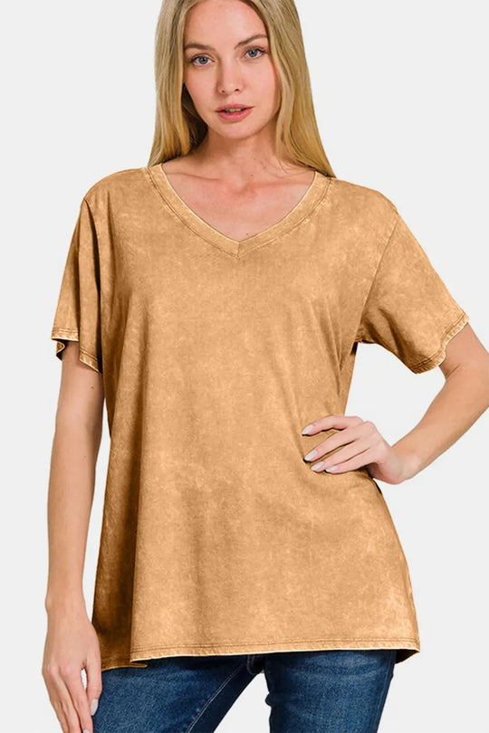 Another view: Curve Washed Short Sleeve V-Neck T-Shirt
