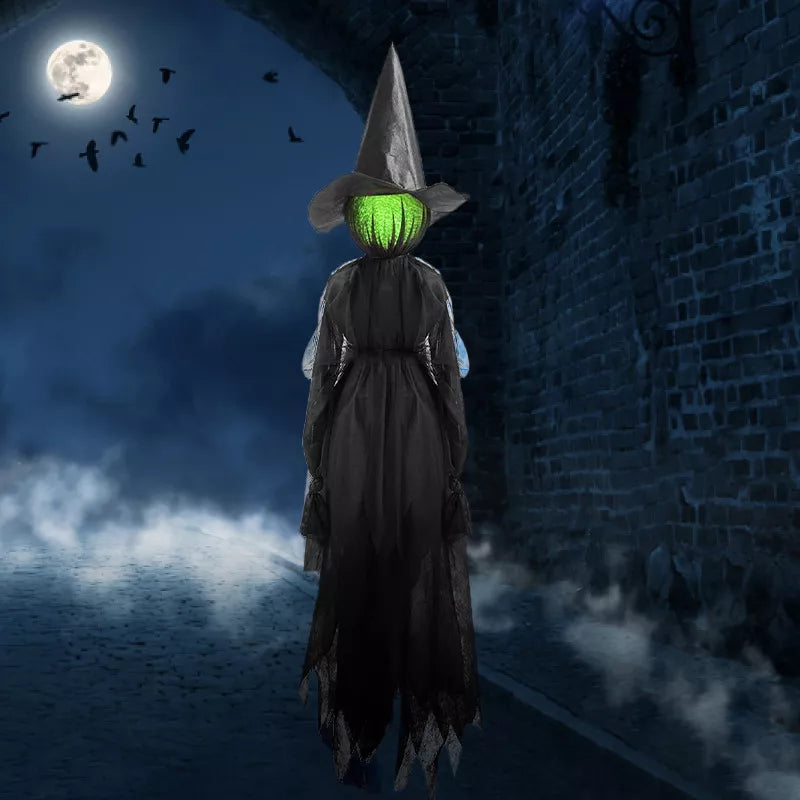 Glowing-Head Halloween Witch Decoration