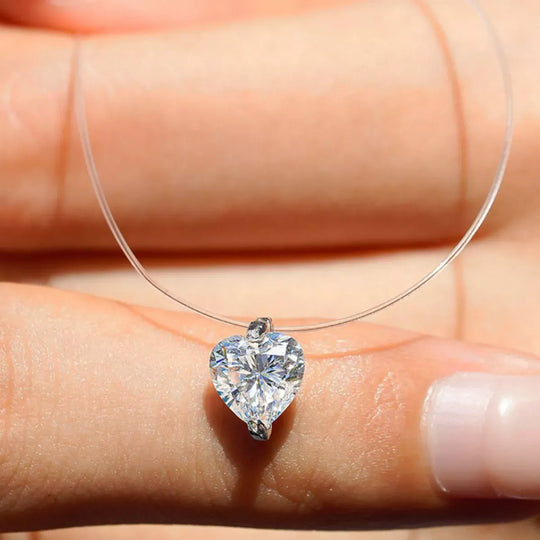 Another view: 1 Carat Heart-Shaped Pendant Necklace