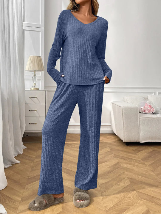 Another view: Ribbed Long Sleeve Top and Pants Lounge Set