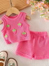 Pink children's strawberry tank and shorts set