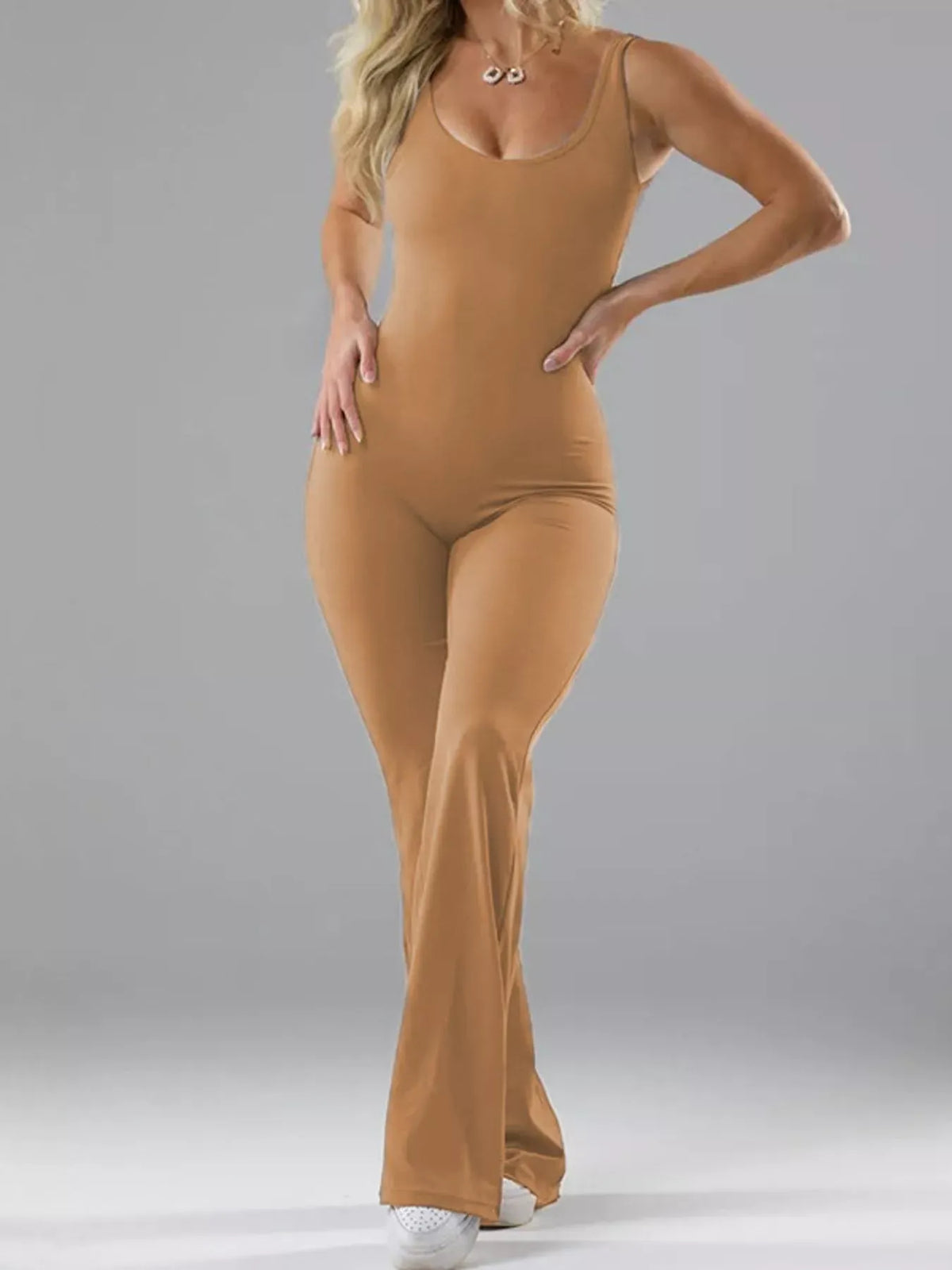 Seamless Scoop-Neck Flared Active Jumpsuit — photo 14