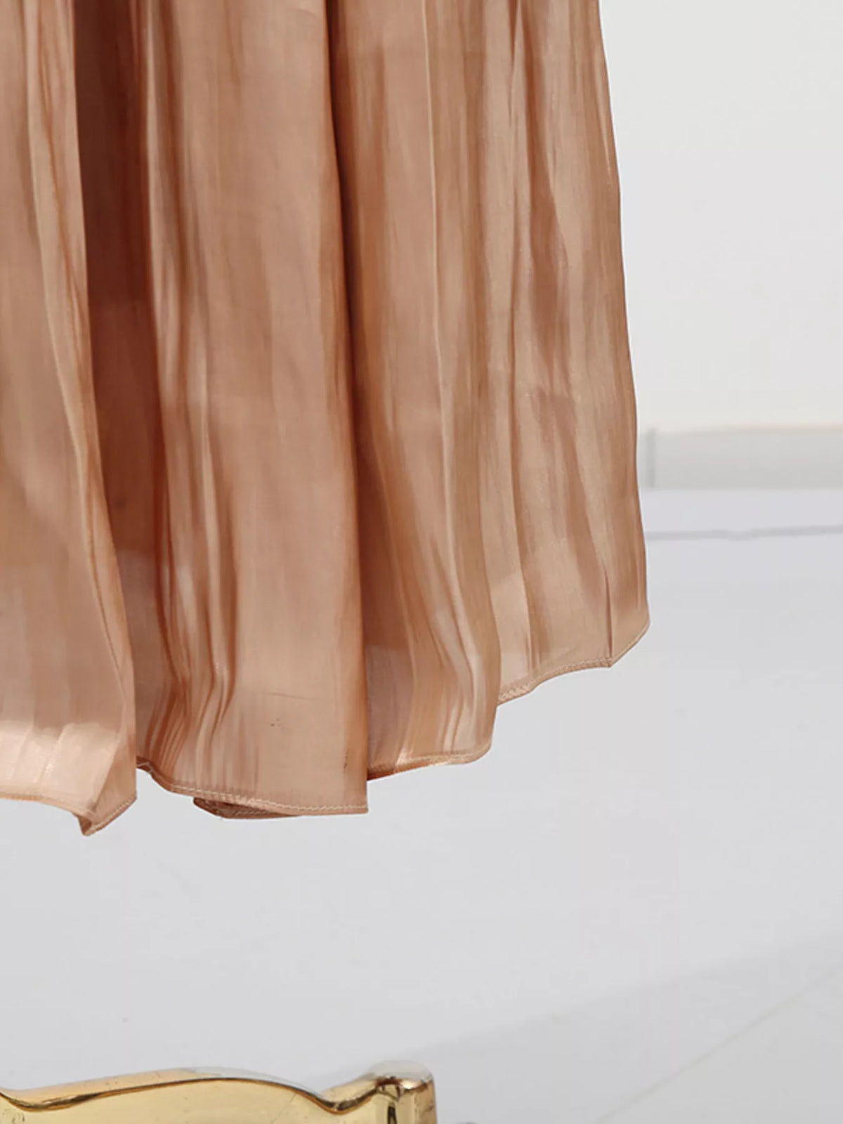 Champagne Ruched Halter-Neck Maxi Dress