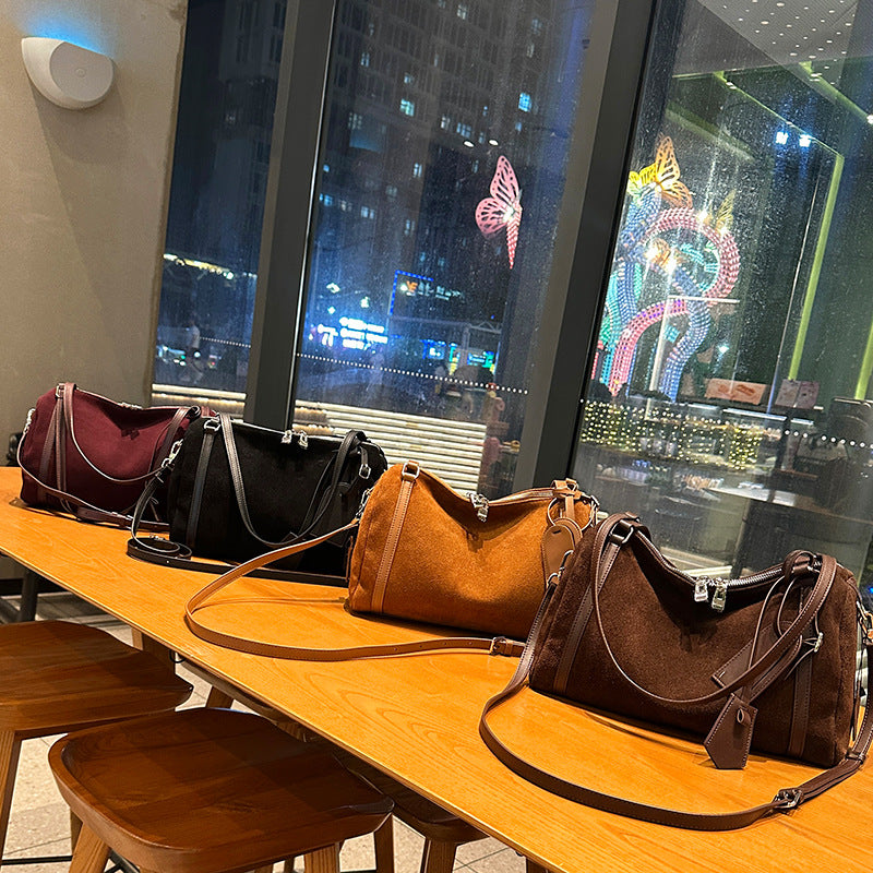 Matte Genuine Leather Retro Crossbody Bag | European & American Style | Women's Shoulder Bag