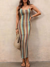 Thea Striped Scoop Neck Bodycon Midi Dress — product view 2
