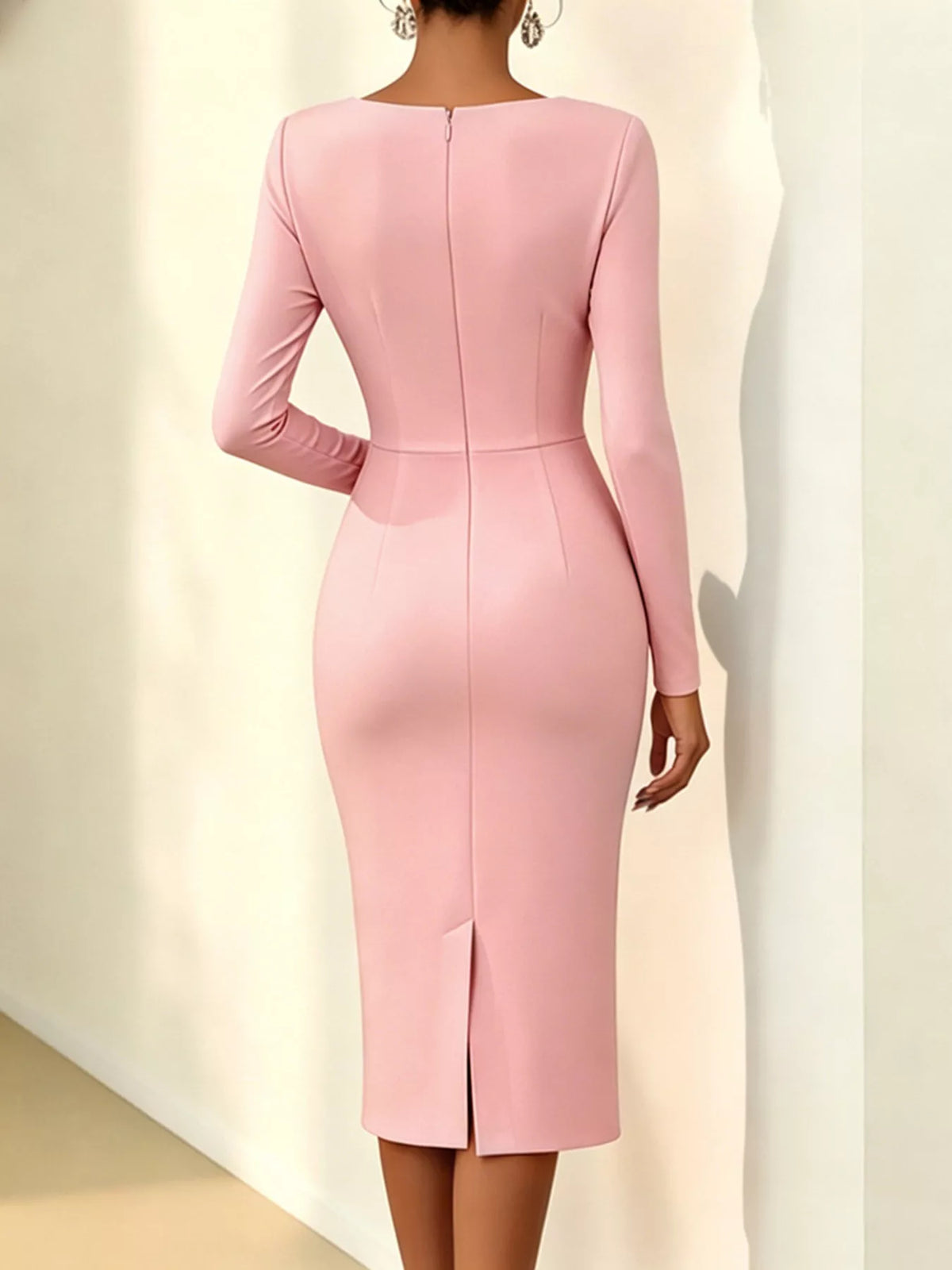 Rose Appliqué Asymmetrical Midi Dress