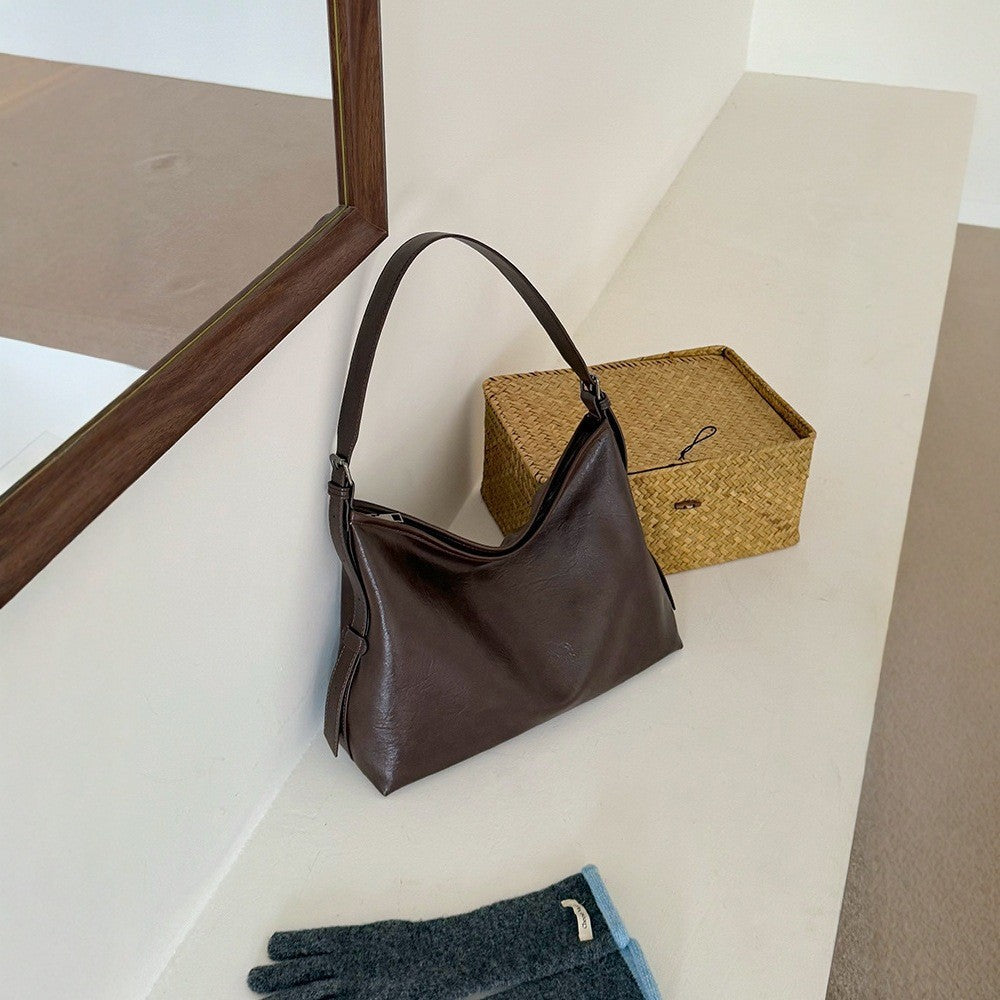 Women's PU Leather Bucket Tote Bag – Large Capacity Shoulder Bag | Coffee & Black