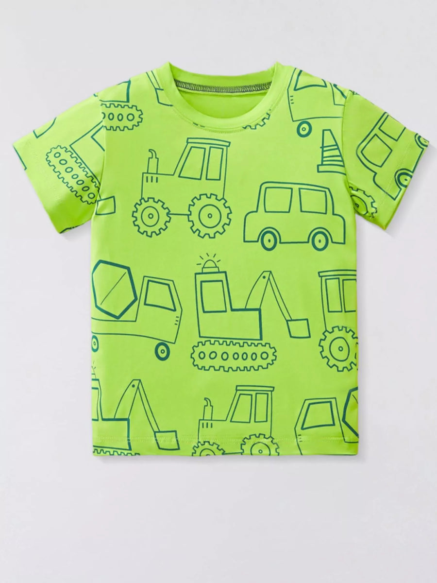 Poppy Lane Vehicle Print Crewneck Short-Sleeve T-Shirt