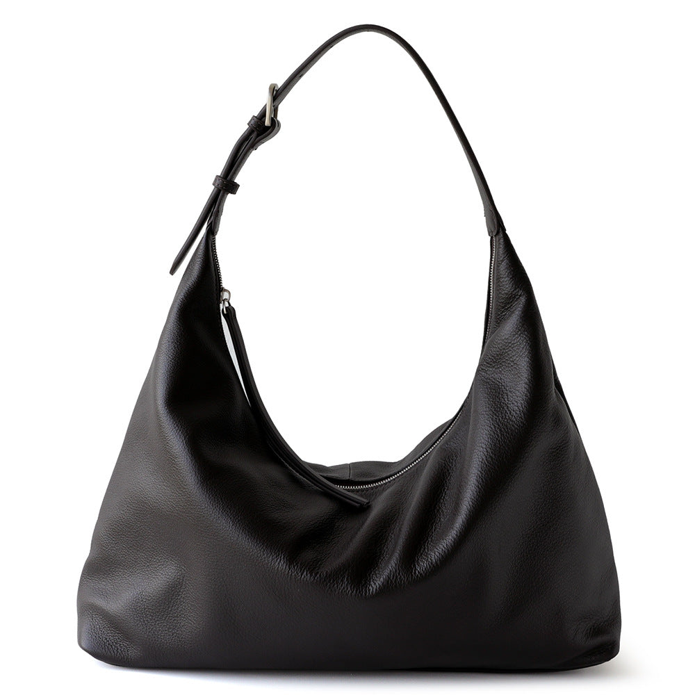 Women's Genuine Leather Tote Shoulder Bag – Commuter Handbag with Zipper Pockets