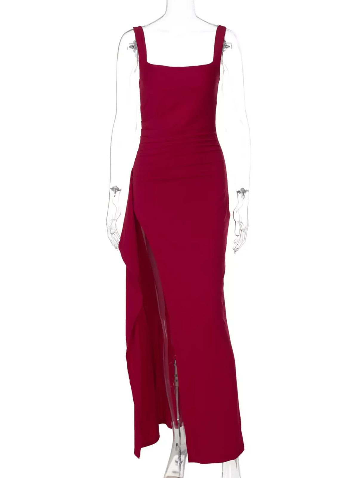 Square-Neck Ruched Slit Maxi Dress — photo 15