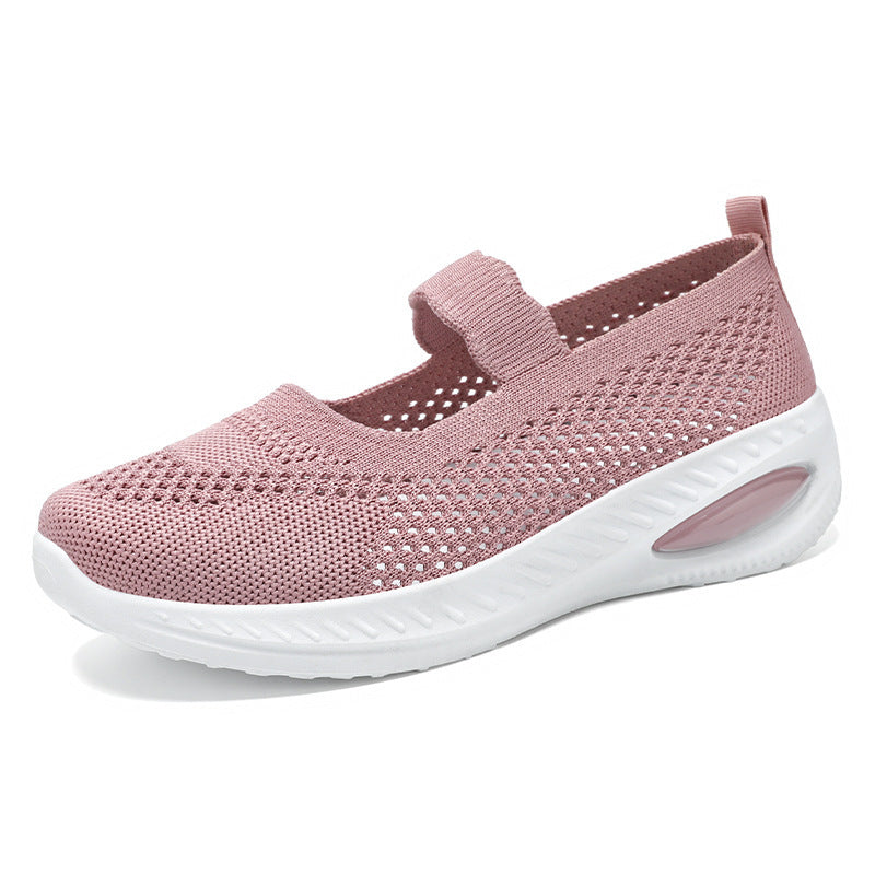 Women's Breathable Mesh Casual Sneakers - Lightweight Slip-On Flat Shoes