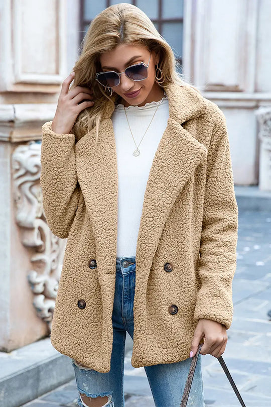 Another view: Ivy Lane Full Size Lapel Collar Sherpa Coat