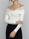 Maren Lace Detail Off-Shoulder Long-Sleeve Bodysuit — product view 4