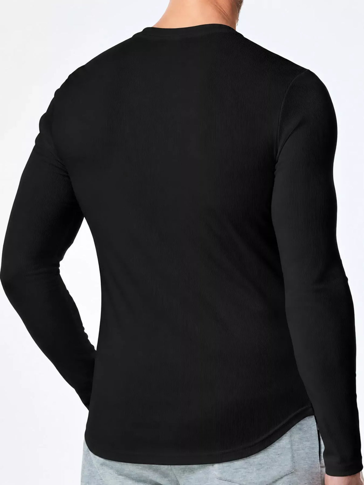 Men's Ribbed Slim-Fit Long-Sleeve Henley — photo 8