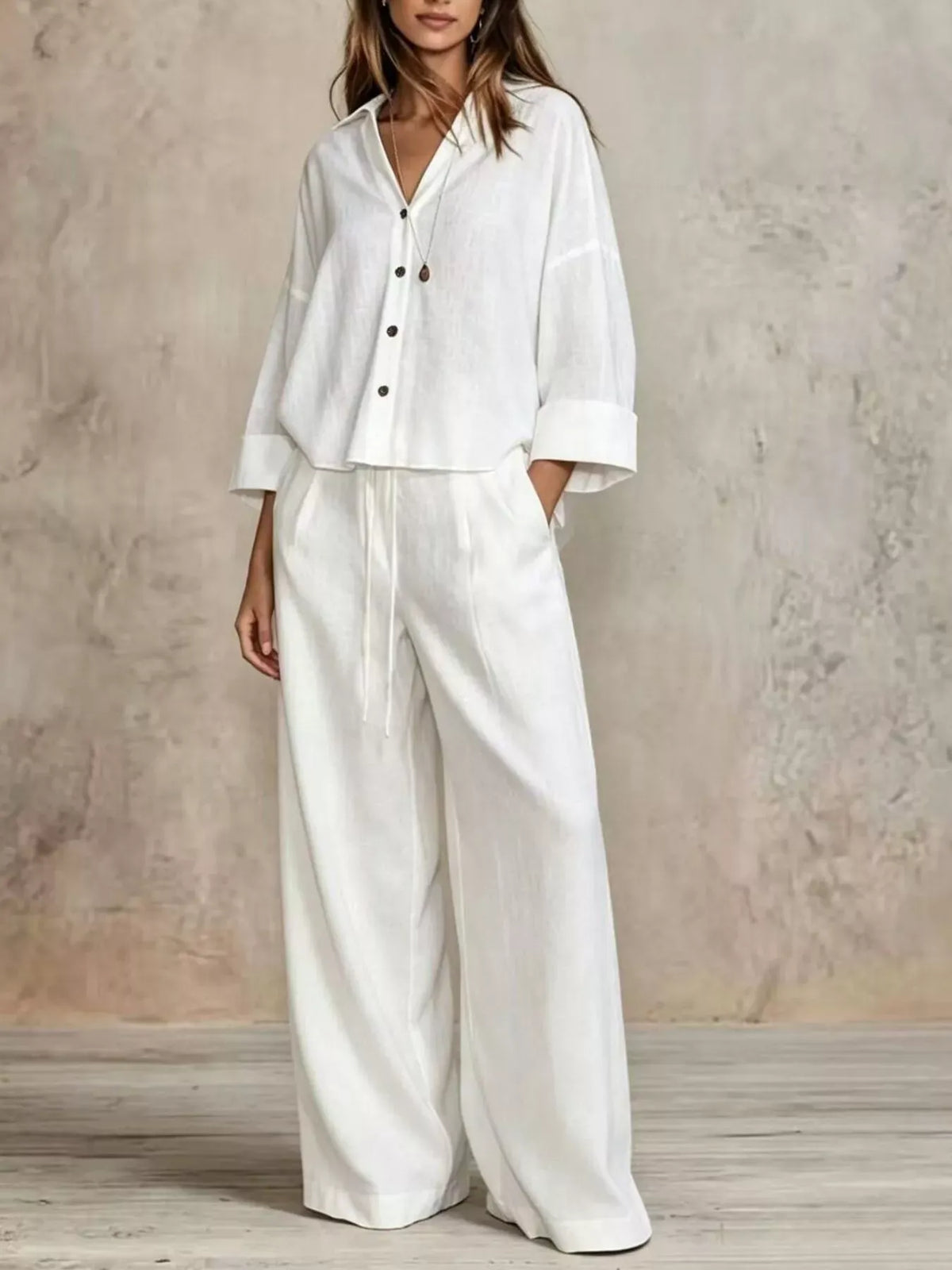 Women's Button-Down Shirt & Wide-Leg Pants Set — photo 19