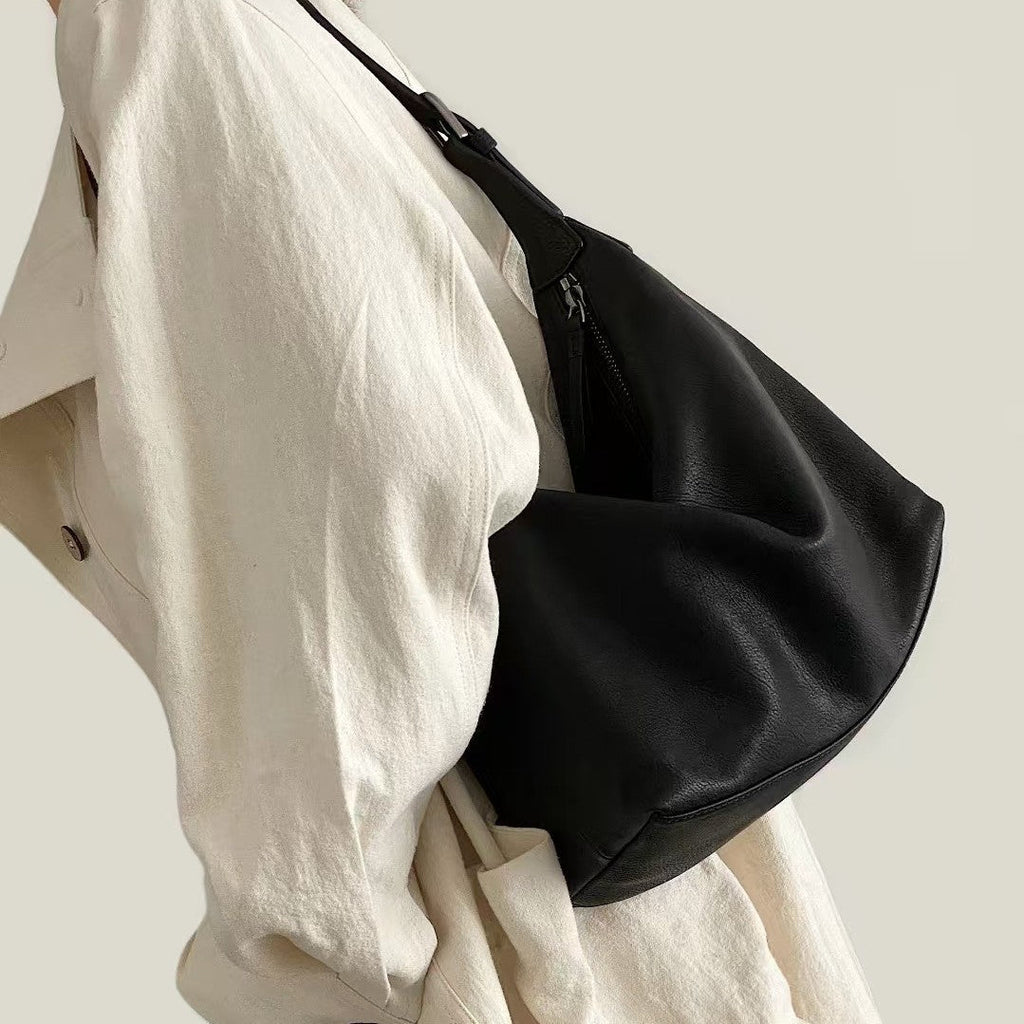 Women's Genuine Leather Single-Shoulder Bag – Matte Full-Grain Cowhide Crossbody Handbag