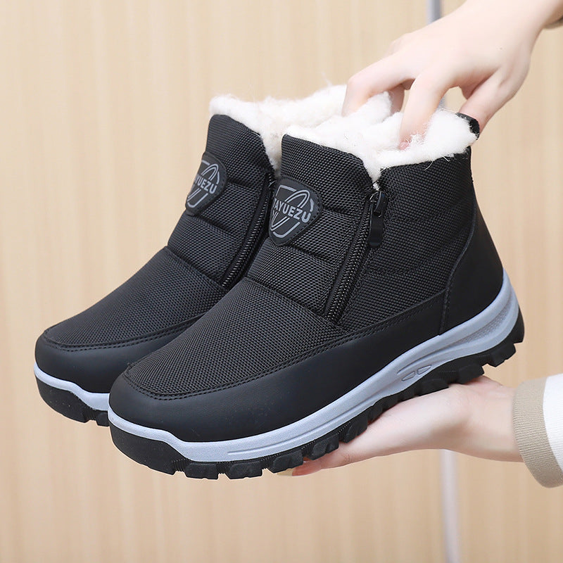 Women's Fleece-Lined Winter Boots - Warm Side-Zip Mid-Calf Boots with Non-Slip Sole