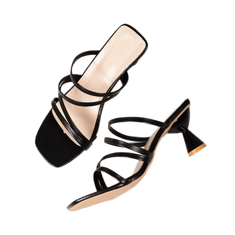Plus-Size Square Toe Stiletto Heel Sandals