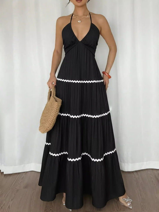 Another view: Aurelia Halter Neck Pleated Maxi Dress