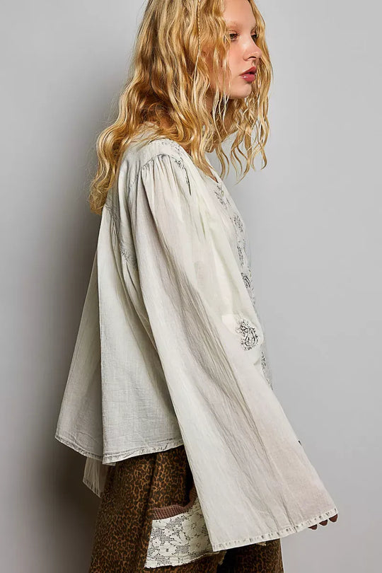 Another view: POL Embroidered Button Front Woven Shirt