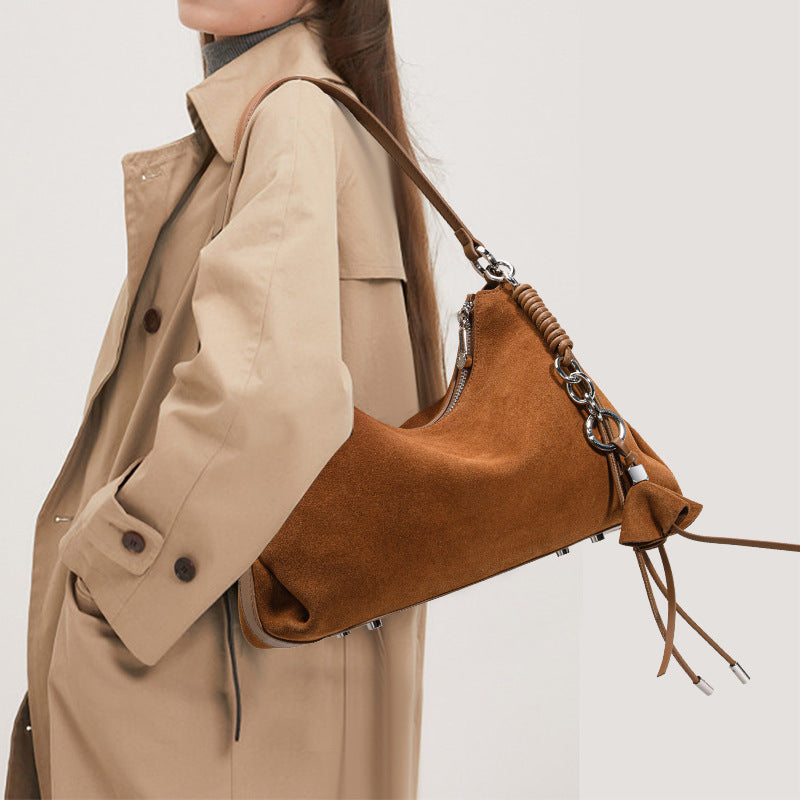 Women's Retro Crossbody Shoulder Bag – Soft Cowhide Leather Underarm Bag for Commuting | Sarah Express