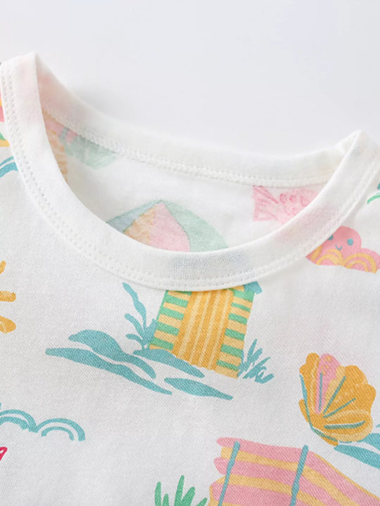 Another view: Scout Club Beach Print Crewneck T-Shirt and Shorts Set