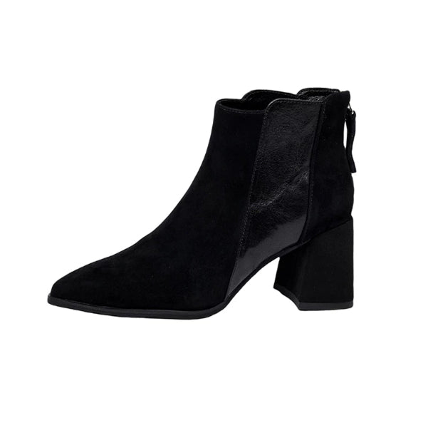 Women's Minimalist British-Style Short Ankle Boots with Back Zipper | Suede Leather